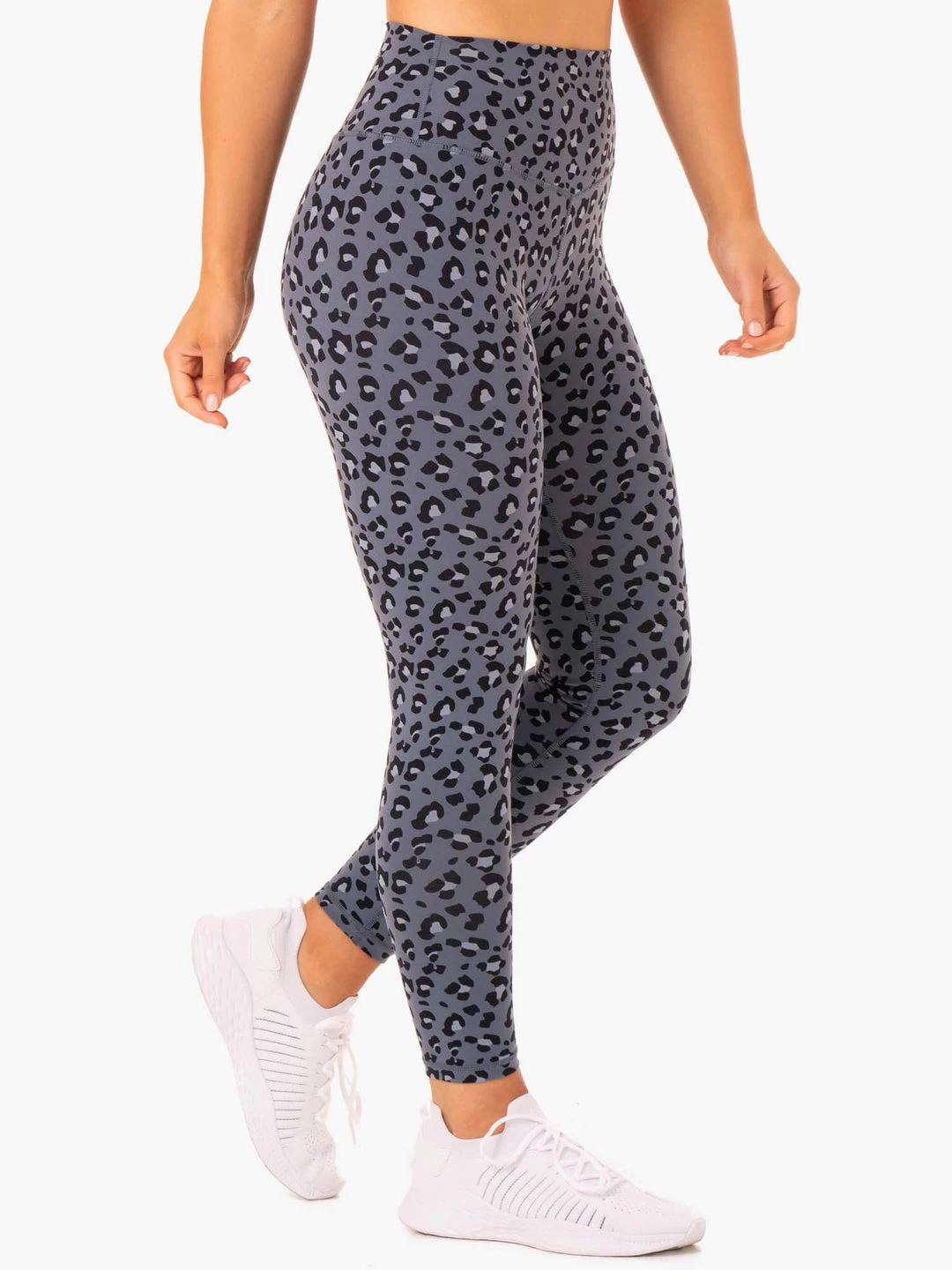 Hybrid Full Length Leggings - Steel Blue Leopard 1 Hybrid Full Length Leggings - Steel Blue Leopard