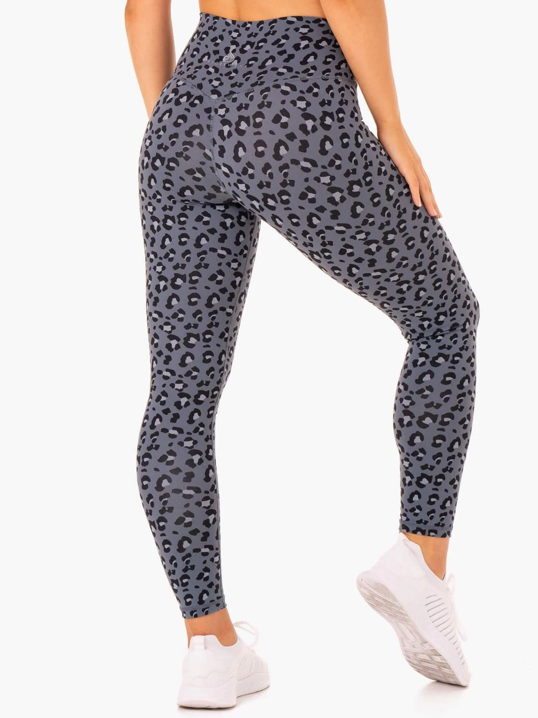 Hybrid Full Length Leggings - Steel Blue Leopard 2 Hybrid Full Length Leggings - Steel Blue Leopard - Image 2