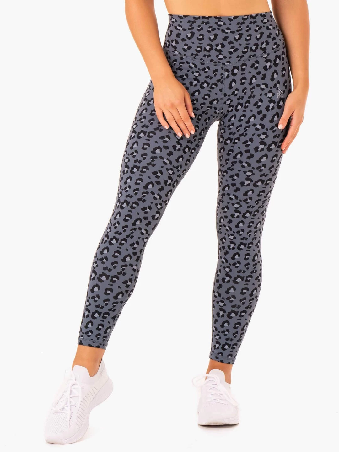 Hybrid Full Length Leggings - Steel Blue Leopard 3 Hybrid Full Length Leggings - Steel Blue Leopard - Image 3