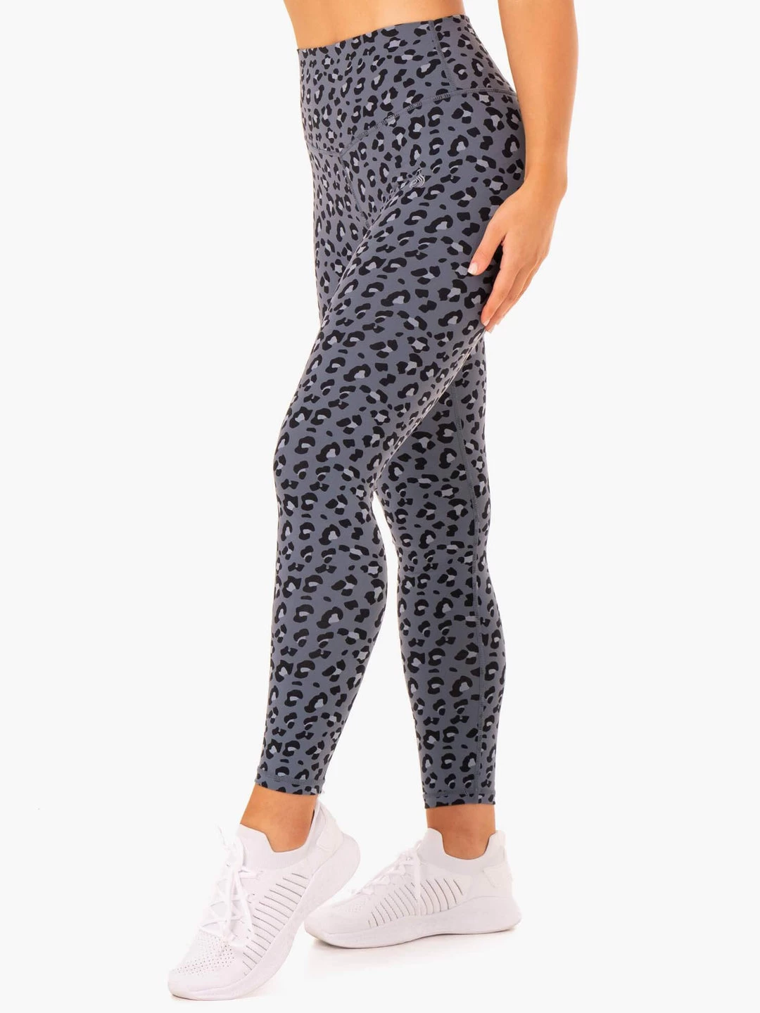 Hybrid Full Length Leggings - Steel Blue Leopard 4 Hybrid Full Length Leggings - Steel Blue Leopard - Image 4