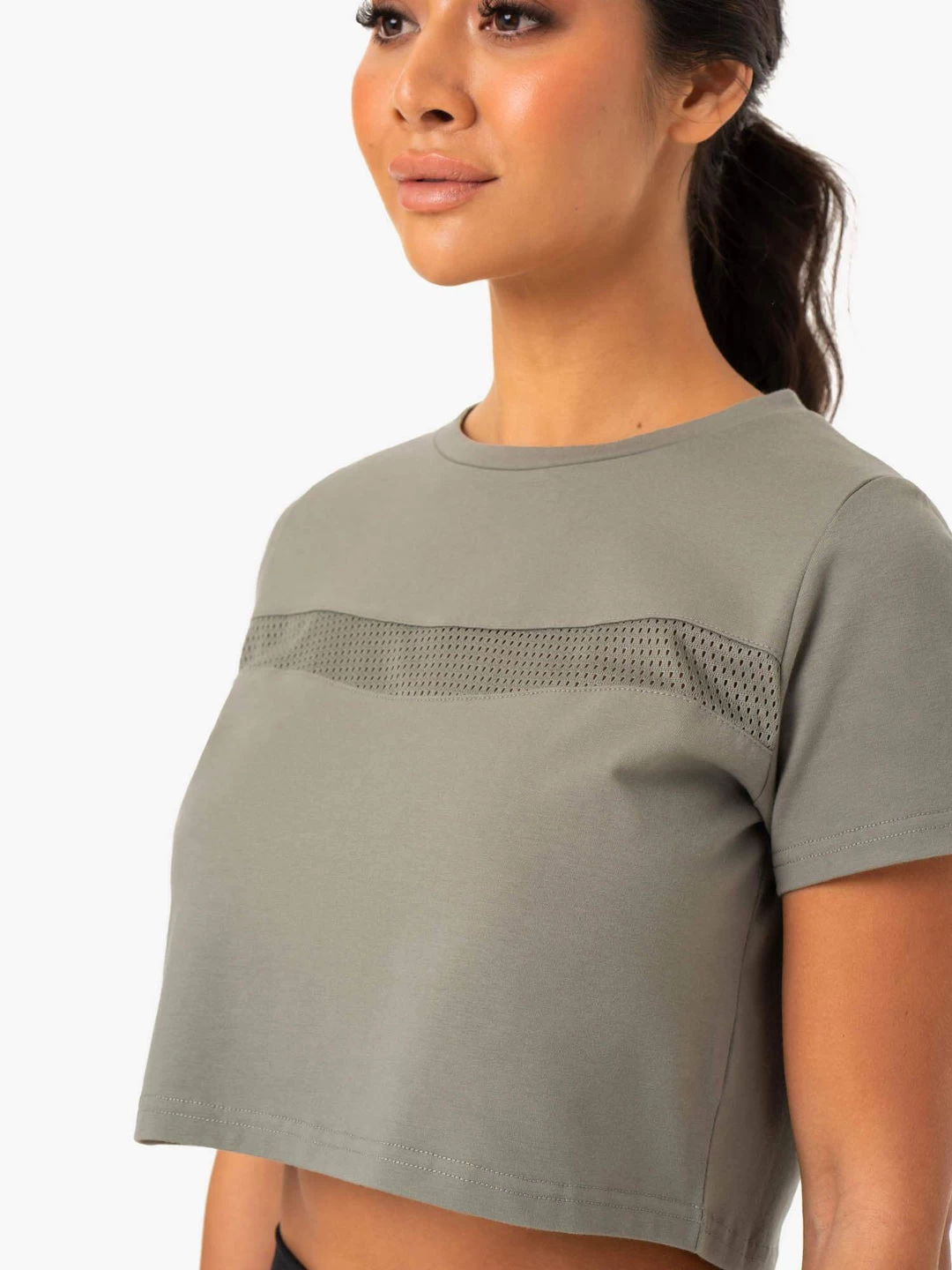 Hybrid Mesh Tee - Khaki 3 Hybrid Mesh Tee - Khaki - Image 3