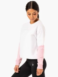 Hybrid Pullover Jumper - White/Pink -Ryderwear hybrid pullover jumper whitepink clothing ryderwear 371568 1080x