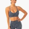 Hybrid Sports Bra - Steel Blue Leopard