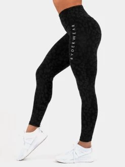 Instinct Scrunch Bum Leggings - Leopard Black -Ryderwear instinct scrunch bum leggings leopard black clothing ryderwear 550747 1080x