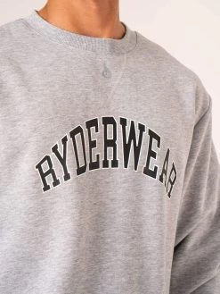 Men's Collegiate Crew Neck - Grey Marl -Ryderwear mens collegiate crew neck grey marl clothing ryderwear 367595 1080x