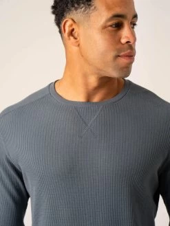 Men's Waffle Lounge Crew Neck - Steel Blue -Ryderwear mens waffle lounge crew neck steel blue clothing ryderwear 685628 1080x