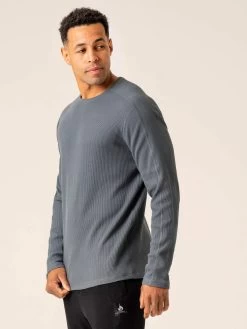 Men's Waffle Lounge Crew Neck - Steel Blue -Ryderwear mens waffle lounge crew neck steel blue clothing ryderwear 827123 1080x