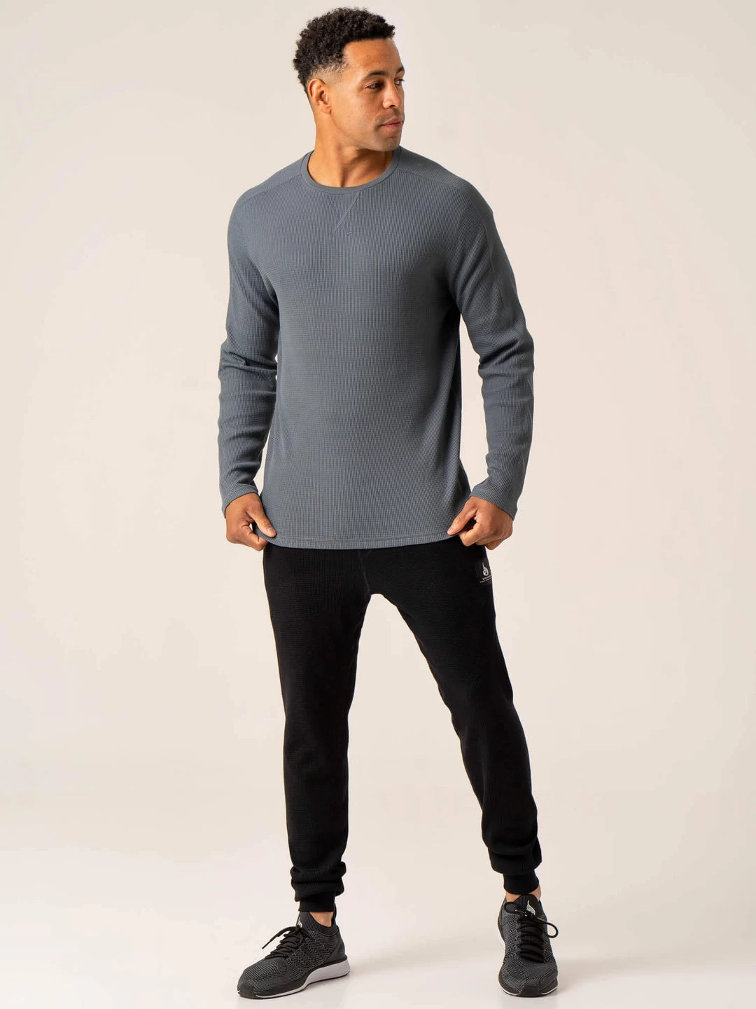 Men's Waffle Lounge Pants - Black 6 Men's Waffle Lounge Pants - Black - Image 6