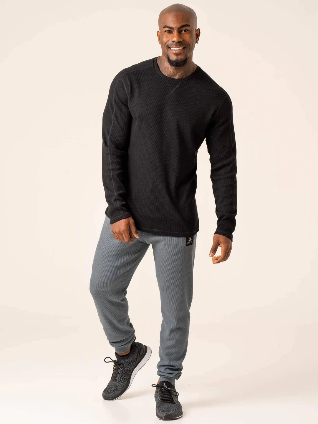 Men's Waffle Lounge Pants - Steel Blue 5 Men's Waffle Lounge Pants - Steel Blue - Image 5