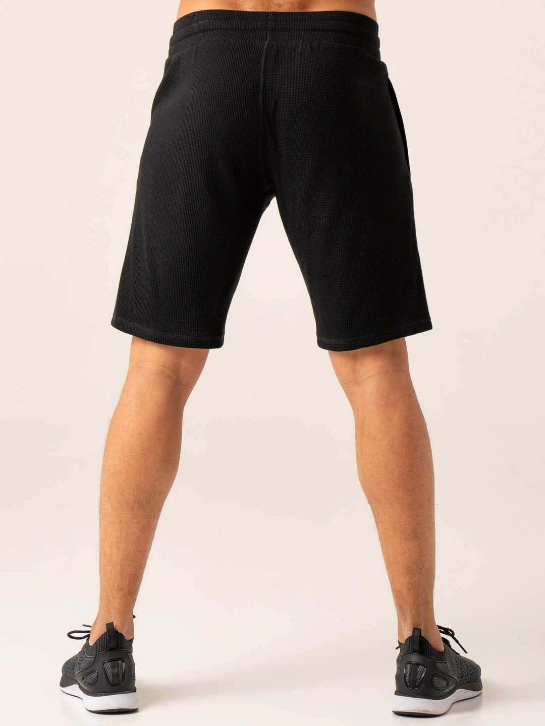 Men's Waffle Lounge Shorts - Black 2 Men's Waffle Lounge Shorts - Black - Image 2
