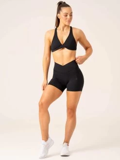 Momentum Cross Over Scrunch Shorts - Black -Ryderwear momentum cross over scrunch shorts black clothing ryderwear 309689 1080x