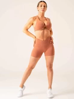 Momentum Cross Over Scrunch Shorts - Clay -Ryderwear momentum cross over scrunch shorts clay clothing ryderwear 719917 1080x