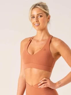 Momentum V-Neck Sports Bra - Clay -Ryderwear momentum v neck sports bra clay clothing ryderwear 236547 1080x