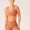 Momentum V-Neck Sports Bra - Clay
