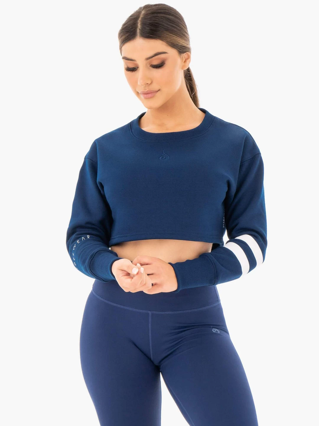 Motion Cropped Sweater - Navy 1 Motion Cropped Sweater - Navy