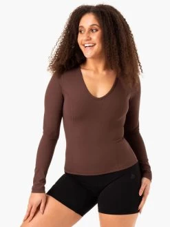 Ryderwear 35 NKD Align Long Sleeve Training Top - Chocolate