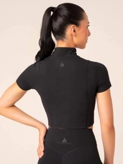 NKD Half Zip Fitted T-Shirt - Black -Ryderwear nkd half zip fitted t shirt black clothing ryderwear 532635 1080x