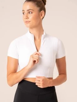 NKD Half Zip Fitted T-Shirt - White 9 NKD Half Zip Fitted T-Shirt - White -Ryderwear nkd half zip fitted t shirt white clothing ryderwear 521943 1080x