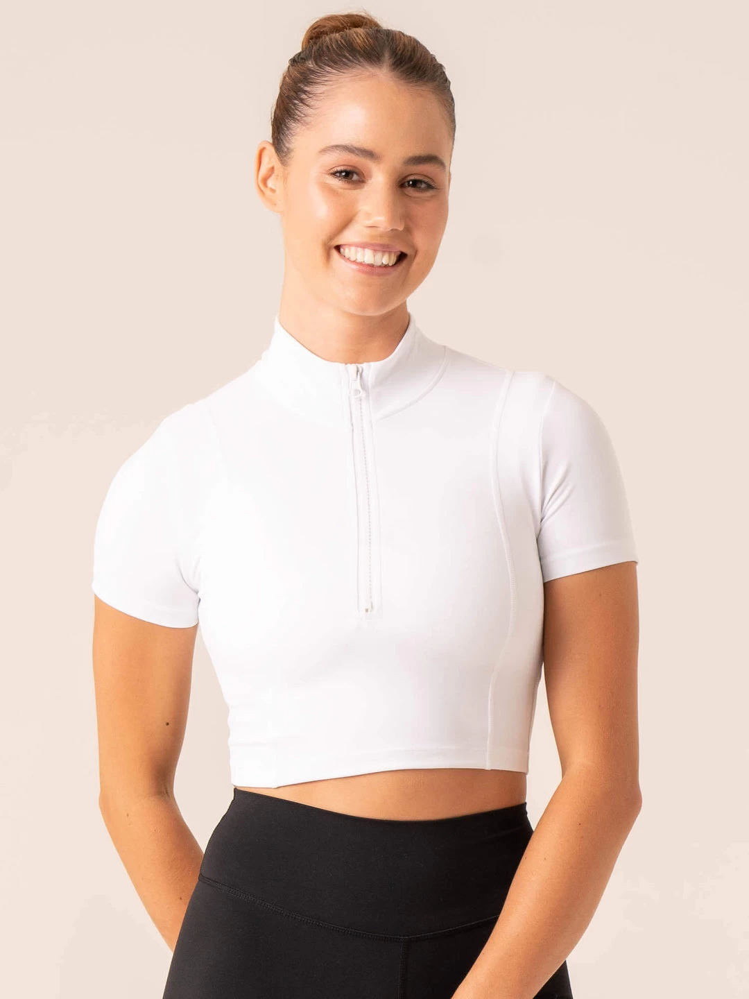 NKD Half Zip Fitted T-Shirt - White 2 NKD Half Zip Fitted T-Shirt - White - Image 2