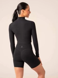 NKD Half Zip Long Sleeve Top - Black -Ryderwear nkd half zip long sleeve top black clothing ryderwear 725723 1080x