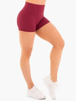 NKD High Waisted Shorts - Berry Red -Ryderwear nkd high waisted shorts berry red clothing ryderwear 852028 1080x