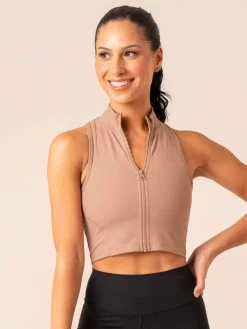 NKD Zip Tank - Taupe -Ryderwear nkd zip tank taupe clothing ryderwear 314374 1080x