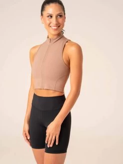 NKD Zip Tank - Taupe -Ryderwear nkd zip tank taupe clothing ryderwear 328565 1080x