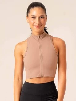 NKD Zip Tank - Taupe -Ryderwear nkd zip tank taupe clothing ryderwear 491843 1080x