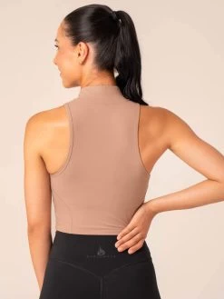 NKD Zip Tank - Taupe -Ryderwear nkd zip tank taupe clothing ryderwear 635071 1080x