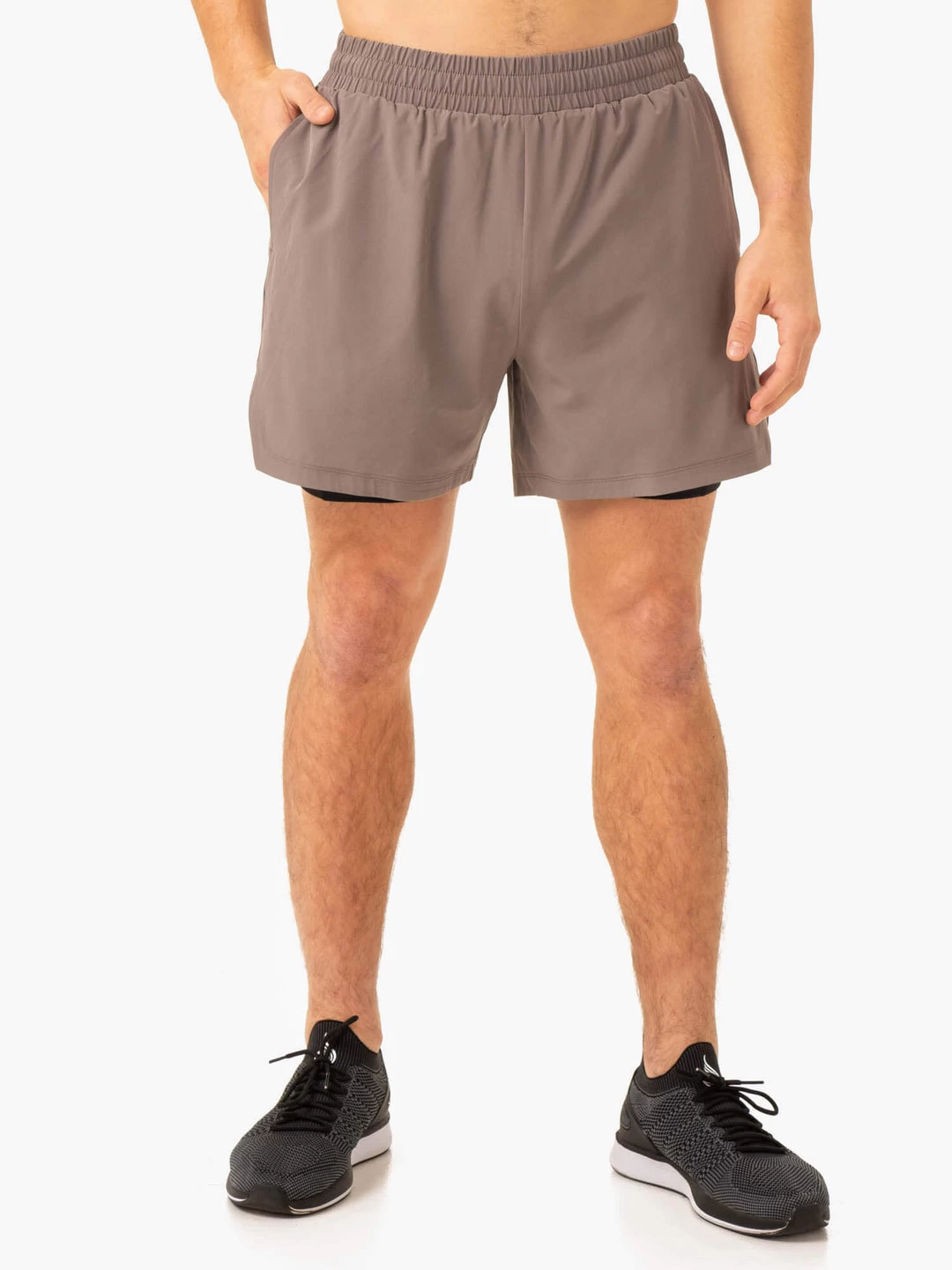 Pursuit 2 In 1 Training Shorts - Taupe 3 Pursuit 2 In 1 Training Shorts - Taupe - Image 3