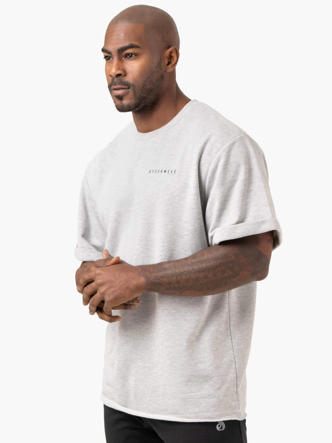 Pursuit Oversized Fleece T-Shirt - Light Grey Marl 4 Pursuit Oversized Fleece T-Shirt - Light Grey Marl - Image 4