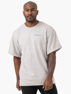 Pursuit Oversized Fleece T-Shirt - Light Grey Marl
