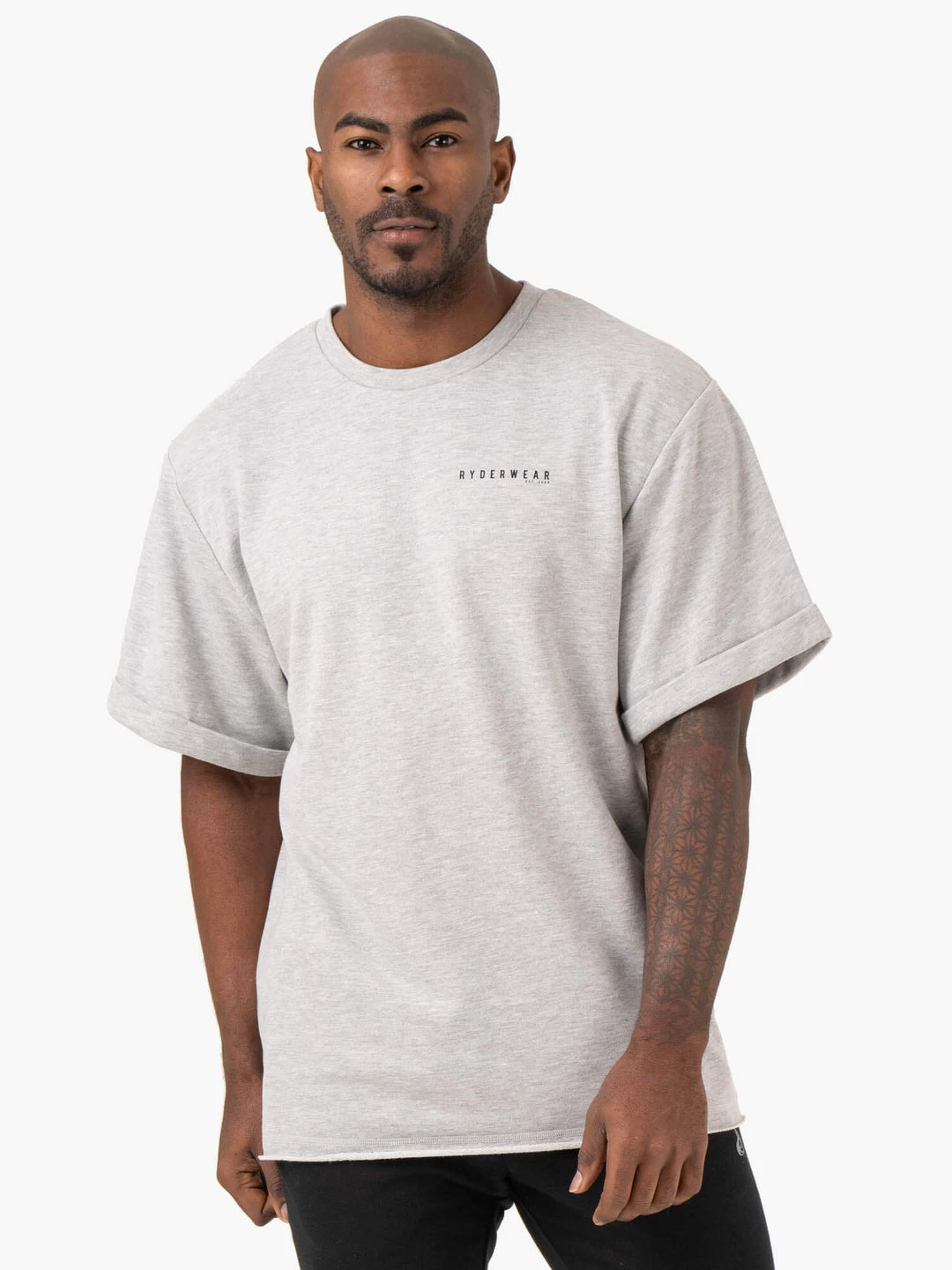 Pursuit Oversized Fleece T-Shirt - Light Grey Marl 1 Pursuit Oversized Fleece T-Shirt - Light Grey Marl
