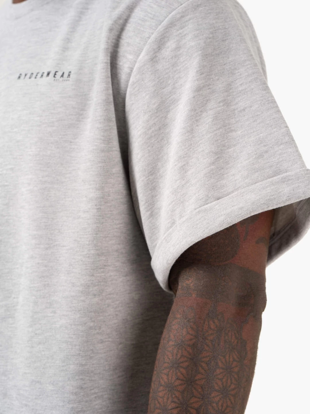 Pursuit Oversized Fleece T-Shirt - Light Grey Marl 2 Pursuit Oversized Fleece T-Shirt - Light Grey Marl - Image 2