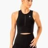 Reflex Zip Up Tank - Black