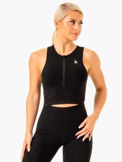 Reflex Zip Up Tank - Black