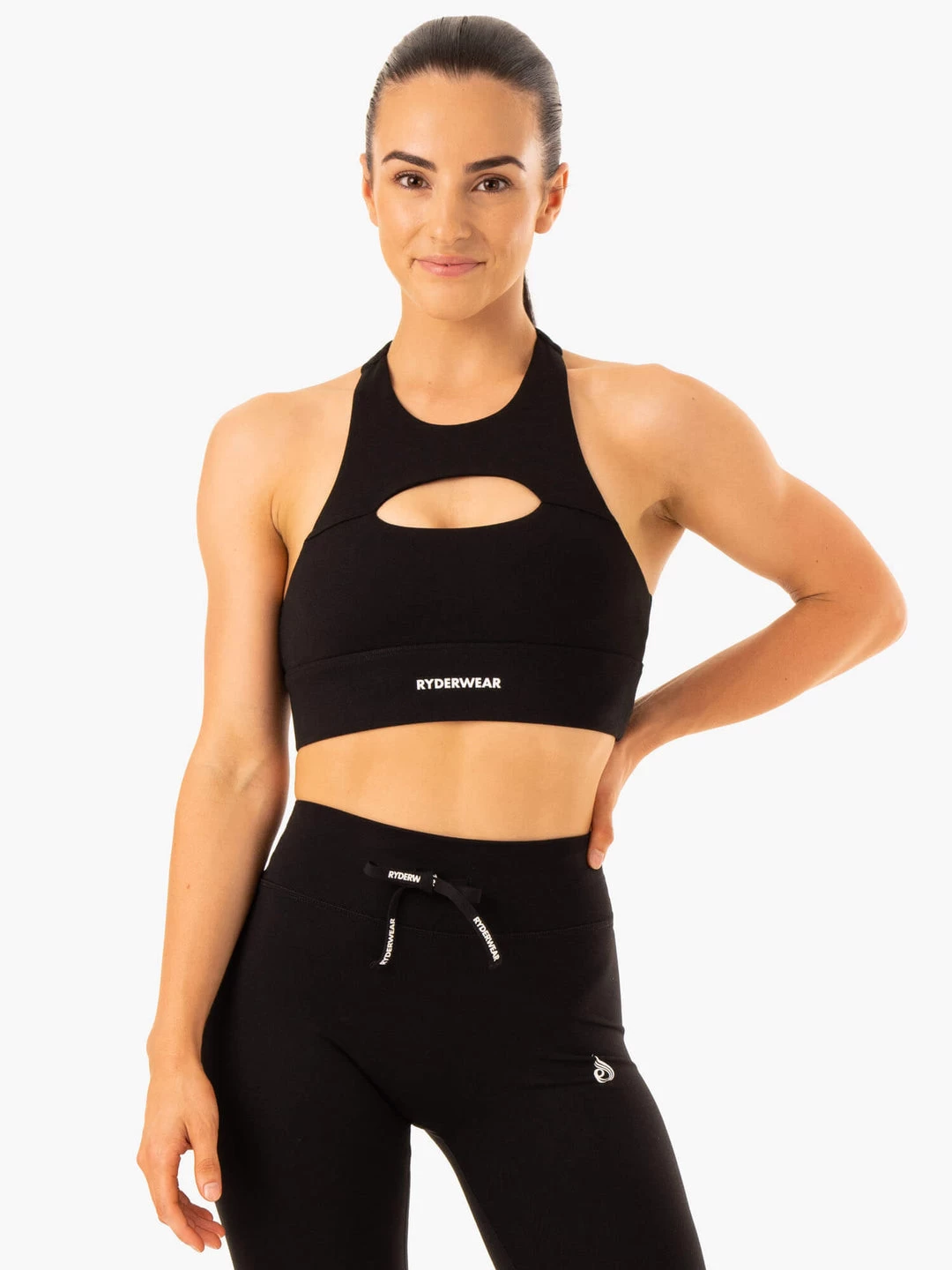Replay Cut Out Sports Bra - Black 1 Replay Cut Out Sports Bra - Black