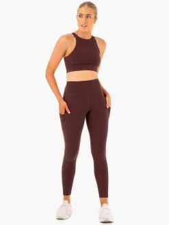 Reset High Waisted Pocket Leggings - Chocolate -Ryderwear reset high waisted pocket leggings chocolate clothing ryderwear 558596 1080x