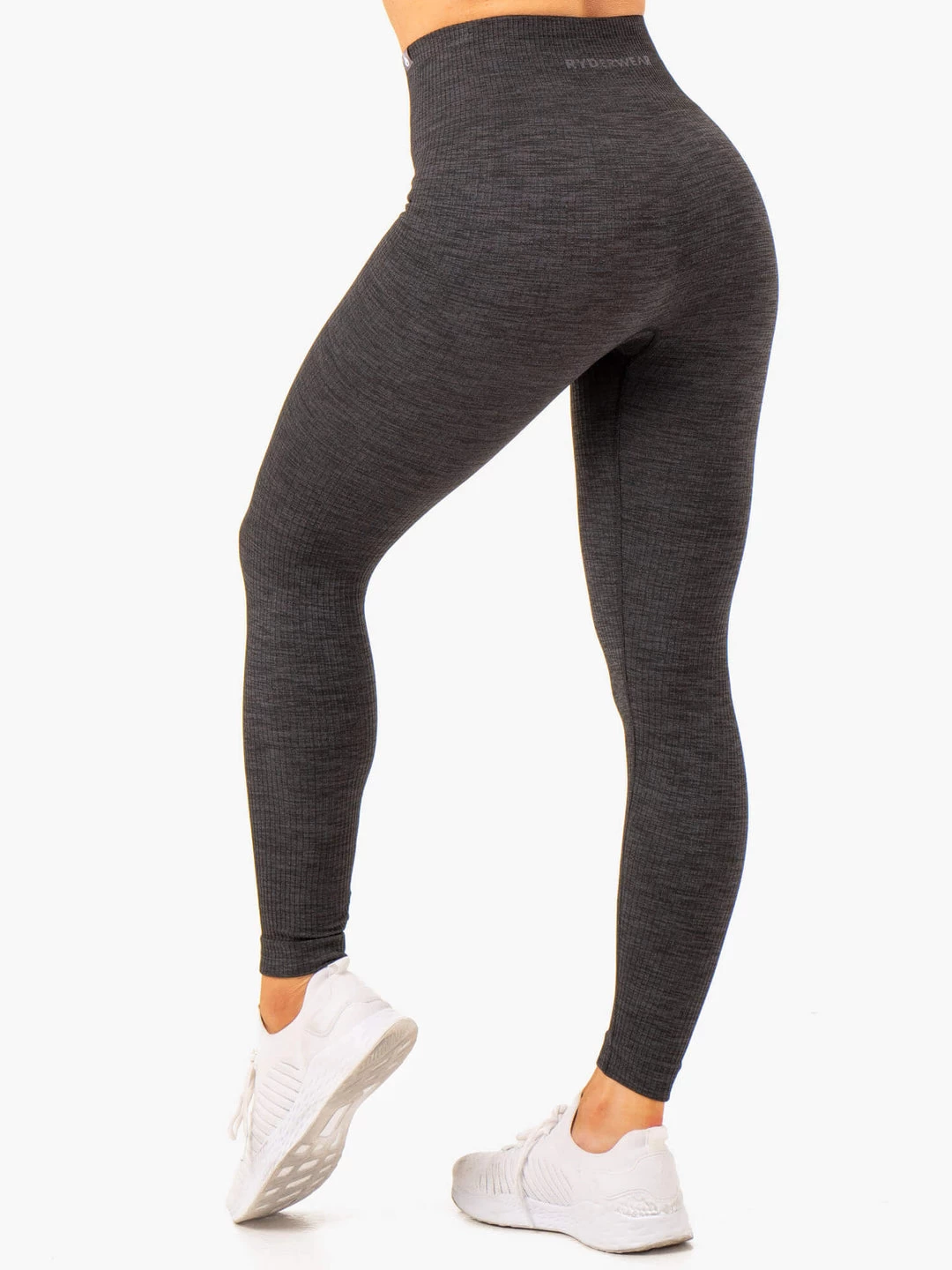 Rib Seamless Leggings - Black Marl 2 Rib Seamless Leggings - Black Marl - Image 2