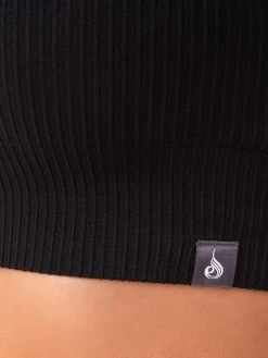 Rib Seamless Long Sleeve Top - Black -Ryderwear rib seamless long sleeve top black clothing ryderwear 850958 1080x