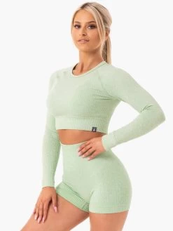 Rib Seamless Long Sleeve Top - Neomint Marl 7 Rib Seamless Long Sleeve Top - Neomint Marl -Ryderwear rib seamless long sleeve top neomint marl clothing ryderwear 399145 1080x