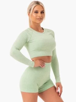 Rib Seamless Long Sleeve Top - Neomint Marl 8 Rib Seamless Long Sleeve Top - Neomint Marl -Ryderwear rib seamless long sleeve top neomint marl clothing ryderwear 650349 1080x