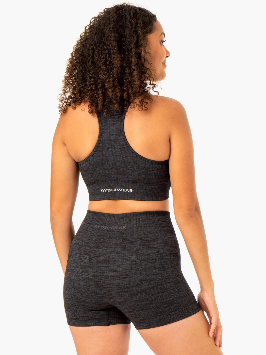 Rib Seamless Sports Bra - Black Marl 2 Rib Seamless Sports Bra - Black Marl - Image 2