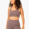 Rib Seamless Sports Bra - Chocolate Marl