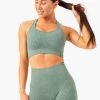 Rib Seamless Sports Bra - Green Marl
