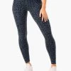 Rotation High Waisted Scrunch Leggings - Navy Leopard