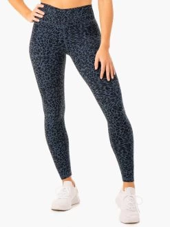 Rotation High Waisted Scrunch Leggings - Navy Leopard