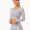 Sculpt Seamless Long Sleeve Top - Grey Marl