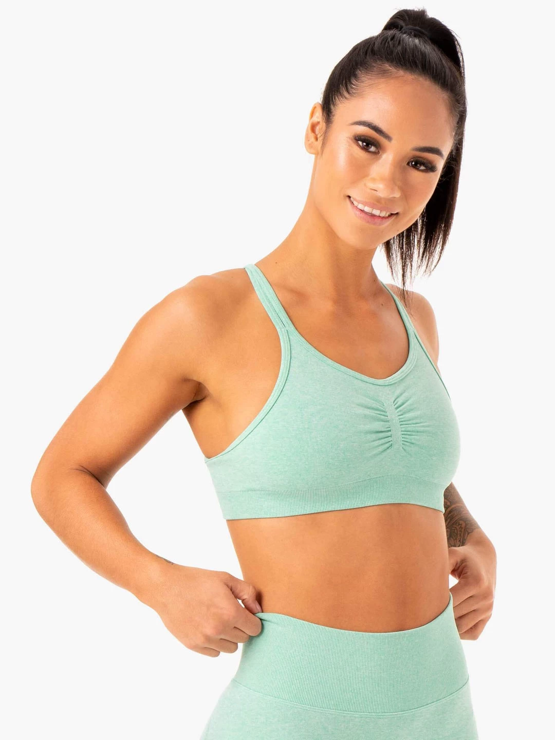 Sculpt Seamless Sports Bra - Mint Marl 1 Sculpt Seamless Sports Bra - Mint Marl