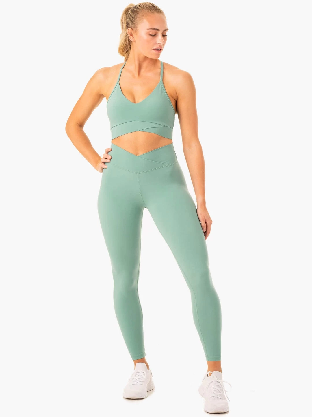Serene Cross Over Scrunch Leggings - Green 5 Serene Cross Over Scrunch Leggings - Green - Image 5